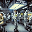 Dall·e 2024 09 16 11 55 50 A Dramatic Oil Painting Of Humanoid Cats Wearing Biohazard Suits Inside A High Security Bsl 4 Biology Laboratory At The Centers For Disease Control T