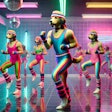 Dall·e 2024 10 25 07 19 19 An Image Inspired By A 1980s Workout Video Featuring Humanoid Dogs Performing Aerobics The Dogs Are Wearing Colorful, Retro Workout Outfits With Leg
