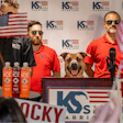 Service-dog-in-training Rocky throws his paws into the 2024 Presidential race.
