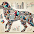 Dall·e 2024 12 11 14 23 34 An Artistic Illustration Of A Dog Made Entirely From Various Types Of Charts, Including Pie Charts, Bar Graphs, Line Charts, And Scatter Plots Each C