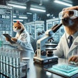 Dall·e 2025 01 06 14 36 49 A Cgi Depiction Of A Dog And A Cat Conducting Research In A High Tech Microbiology Laboratory The Scene Features Advanced Equipment Such As Microscop