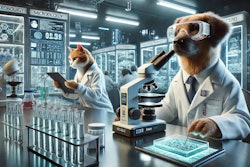 Dall·e 2025 01 06 14 36 49 A Cgi Depiction Of A Dog And A Cat Conducting Research In A High Tech Microbiology Laboratory The Scene Features Advanced Equipment Such As Microscop