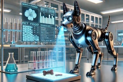 Dall·e 2025 01 07 12 00 13 A Futuristic Robotic Dog Equipped With Advanced Sensors, Sniffing At A Sample Of Pet Food In A High Tech Laboratory The Robotic Dog Has Sleek Metalli