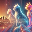Dall·e 2025 01 17 13 54 56 A Light And Space Movement Inspired Artistic Image Featuring Abstract, Glowing Forms Of Cats In Vibrant Colors The Scene Is Set In Los Angeles, With