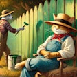 Dall·e 2025 01 29 16 22 07 A Nostalgic Watercolor Painting Of A Humanoid Cat And A Humanoid Dog In A Classic Americana Setting The Cat, Dressed Like Tom Sawyer In Old Fashioned