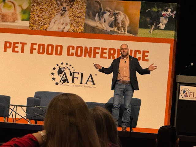 Austin Therrell, executive director of the Association of American Feed Control Officials, updates Pet Food Conference attendees on the new ingredient approval pathway from AAFCO-KSU.