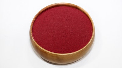 Natural colors for pet food can come from many sources, including vegetables, like the beet powder pictured here.