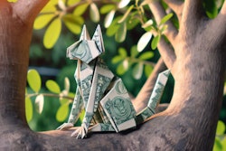 Dall·e 2024 05 23 16 01 20 An Origami Cat Made From Dollar Bills, Sitting In A Tree The Tree Should Have Detailed Branches And Leaves, And The Origami Cat Should Be Clearly Vis