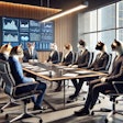 Dall·e 2025 02 27 17 43 17 A Group Of Humanoid Cats In Business Suits Sitting In A Modern Boardroom The Feline Executives Have A Variety Of Fur Colors And Patterns, Including T