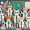 Dall·e 2024 10 02 09 48 07 A Whimsical Paper Cutout Illustration Featuring A Group Of Scientist Cats In A Laboratory Each Cat Is Wearing Lab Coats And Glasses, With Playful Exp