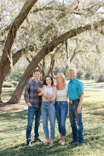 Raised Right is truly a family affair dedicated to feeding pets the best food possible. Pictured: Braeden Ruud (co-Founder/CEO), Camila and Ava Ruud (Braeden's wife and daughter), Mary Ann Ruud (co-founder/chief nutrition officer) and Larry Ruud (co-founder /CFO)
