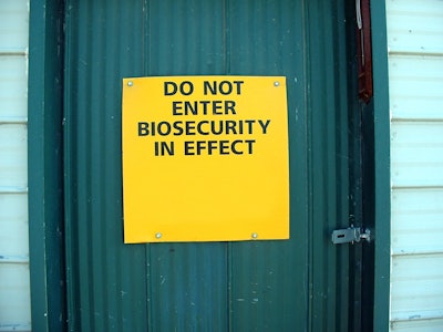 Biosecurity Warning Sign On Door