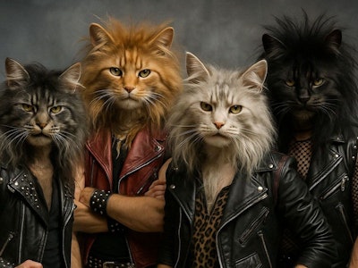 80s hair(ball) metal band, Meowtallica.