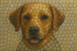A Mosaic Of A Labrador Retriever Made From Indian Coins