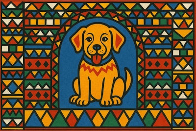 Al-Qatt Al-Asiri painting of a puppy