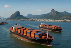 Container Ships Loaded With Kibble Leaving The Port Of Rio, Brazil