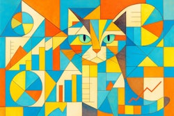 Cubist Image Of A Cat Made Up Of Various Graphs And Charts