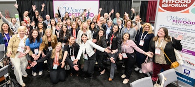 The Women in Petfood Leadership group gathered during Petfood Forum 2025 in Kansas City this spring for a networking reception on the show floor.