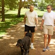 Kirk Herbstreit interviews professional football player George Kittle, here with his Bernadoodle Deenie, as part of the video series.