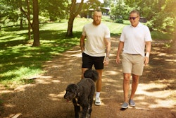 Kirk Herbstreit interviews professional football player George Kittle, here with his Bernadoodle Deenie, as part of the video series.