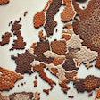 Dall·e 2024 07 31 14 20 39 A Detailed Map Of Europe Created Entirely Out Of Kibble Each Country Is Represented By Different Shapes And Sizes Of Kibble Pieces, Carefully Arrange