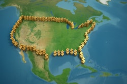 Map Of North America Like A Google Maps Image From Above Dollar Symbols Surround The Us Borders Like A Wall