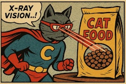 Superhero Cat Using X Ray Vision To Look Inside A Bag Of Cat Food