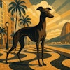 Art Deco Image Of An Italian Greyhound On The Streets Of Rio De Janeiro