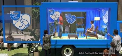 Cat Chow is bringing its Therapod to New York City, here seen in concept art, so students can spend time with a Pet Partners therapy cats.