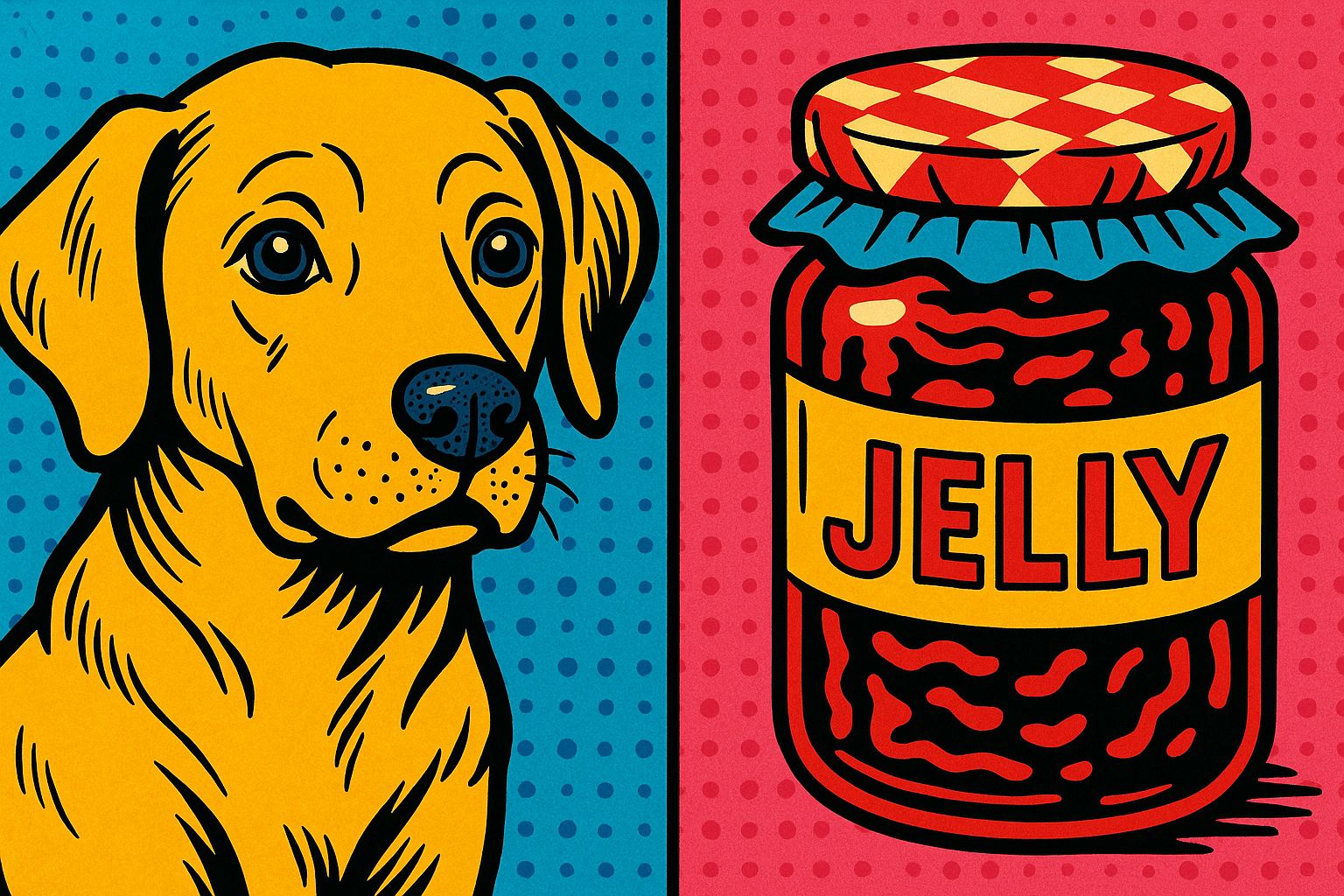 A Pop Art Image Of A Dog And A Jelly Jar