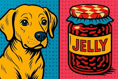 A Pop Art Image Of A Dog And A Jelly Jar