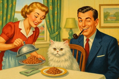 Campy 1950s Illustration Of A Suburban Dining Room