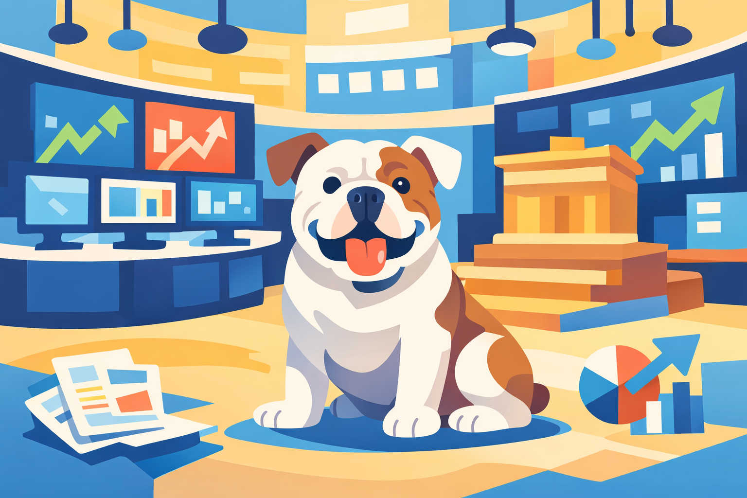 An American Bulldog On The Floor Of The New York Stock Exchange