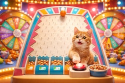 Cat Playing A Tv Game Show Similar To Plinko