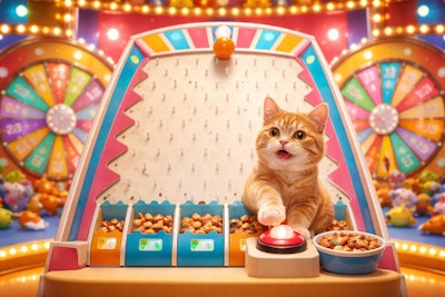 Cat Playing A Tv Game Show Similar To Plinko