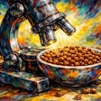 Expressionist Painting Of A Microscope Examining A Bowl Of Kibble