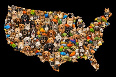 Map Of The Continental United States Made Up Of A Mosaic Of Pets