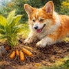 Corgi Digging Up A Turmeric Plant