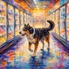 Die Blaue Reiter Painting Of A Dog Walking In The Frozen Food Aisle Of A Grocery Store