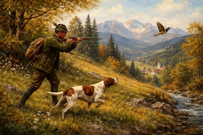 Oil Painting Of A Hunting Scene In Austria