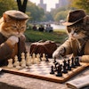 Two Old Cats Playing Chess In Central Park New York
