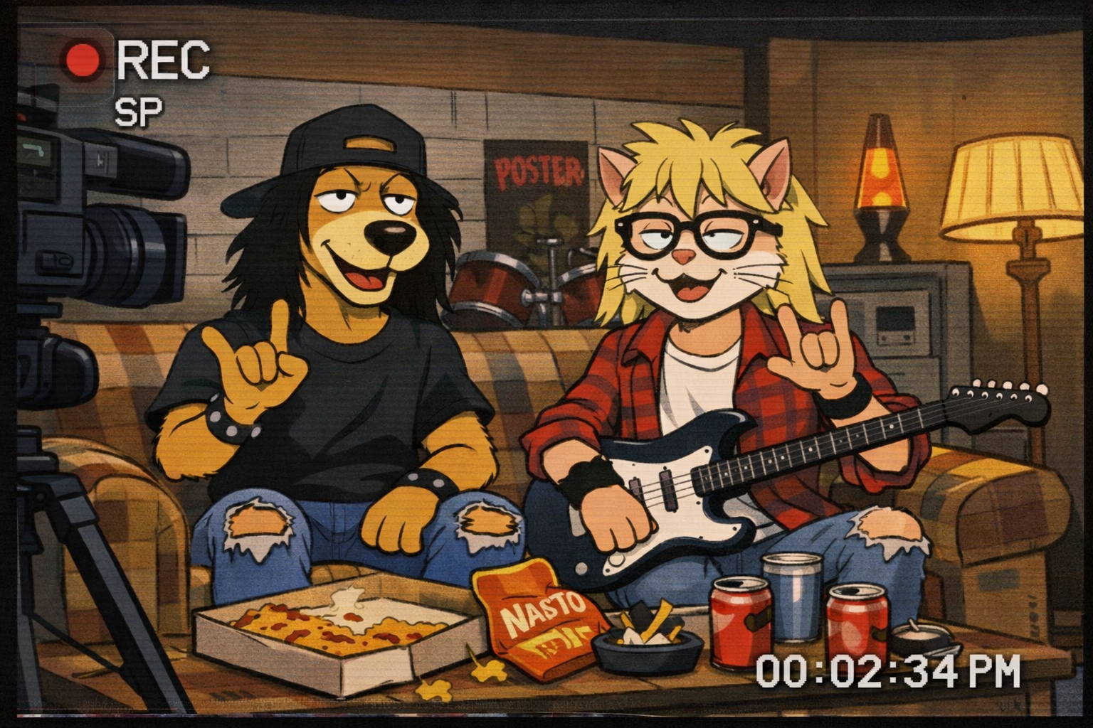 90s Animation Of A (vcr Recording Of A Cable Access Tv Show) Featuring A Dog And Cat