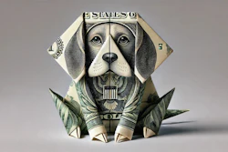 Dall·e 2024 07 16 13 51 49 An Origami Of A Dollar Bill Folded To Resemble A Beagle The Folds Should Be Intricate And Detailed, Capturing The Distinctive Features Of A Beagle Su