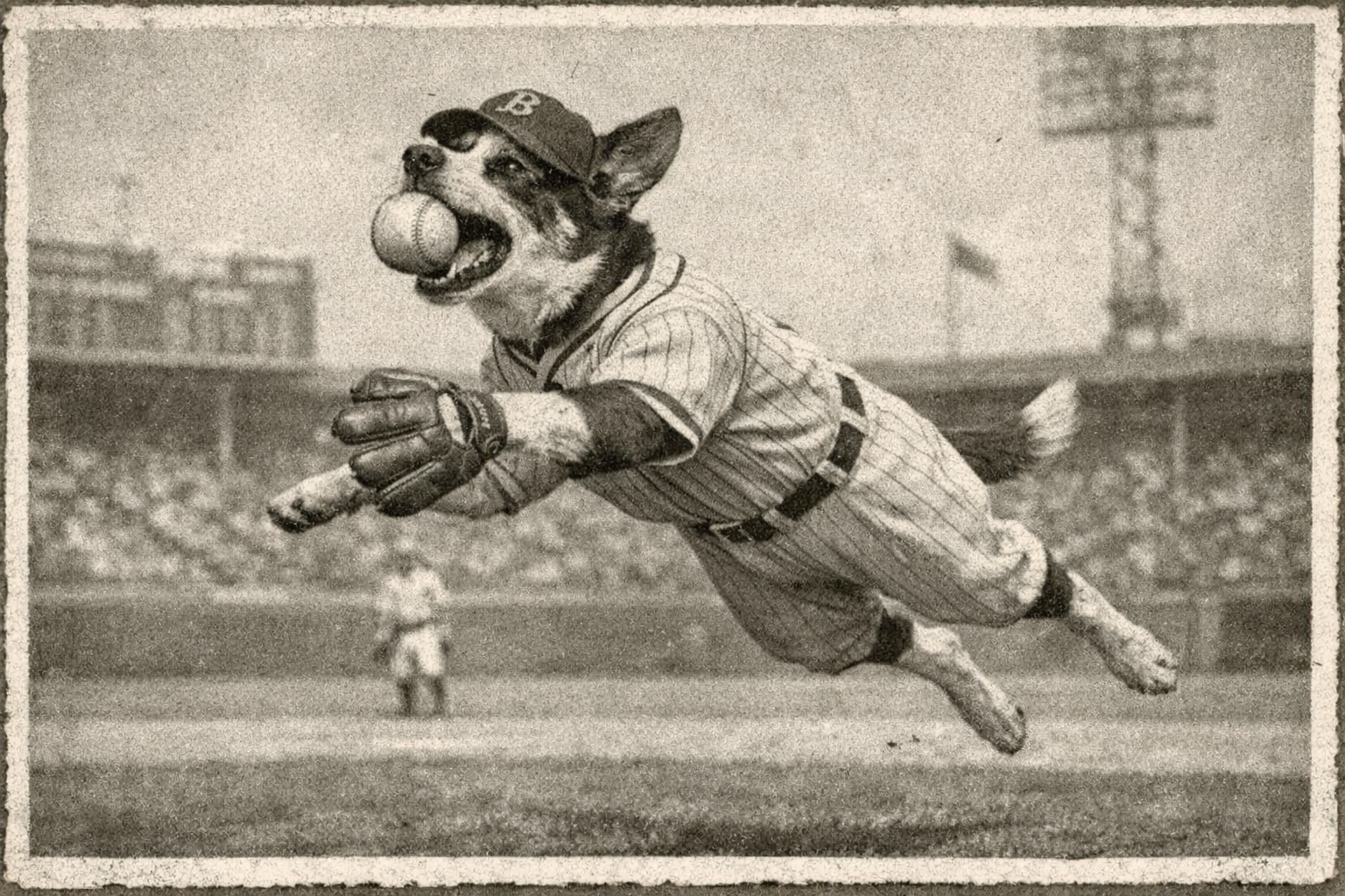 Dog On A Baseball Field