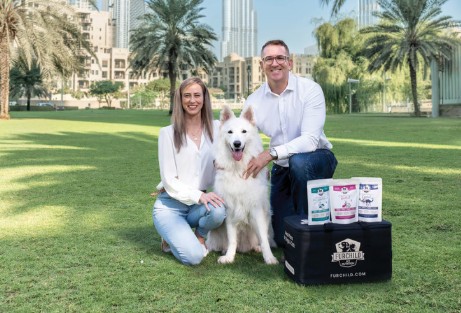 Furchild is a United Arab Emirates-based fresh raw pet food company founded by two expats: Rob Kelly and Katherine Cebrowski, pictured here with White Swiss Shepherd Blanco.