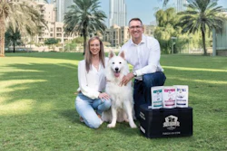 Furchild is a United Arab Emirates-based fresh raw pet food company founded by two expats: Rob Kelly and Katherine Cebrowski, pictured here with White Swiss Shepherd Blanco.