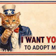 Ww2 Recruitment Poster With A Cat Dressed As Uncle Sam