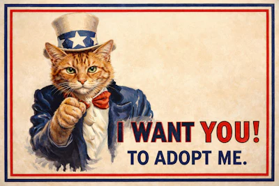 Ww2 Recruitment Poster With A Cat Dressed As Uncle Sam
