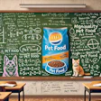 Dall·e 2024 07 08 12 27 05 A College Chalkboard With An Advertisement For Pet Food Plastered On It The Chalkboard Is Filled With Handwritten Notes And Equations Typical Of A Cl