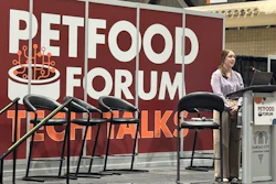 Dr. Sofia Wilson, companion animal nutritionist at Trouw Nutrition presents at the Tech Talk stage during Petfood Forum 2026.